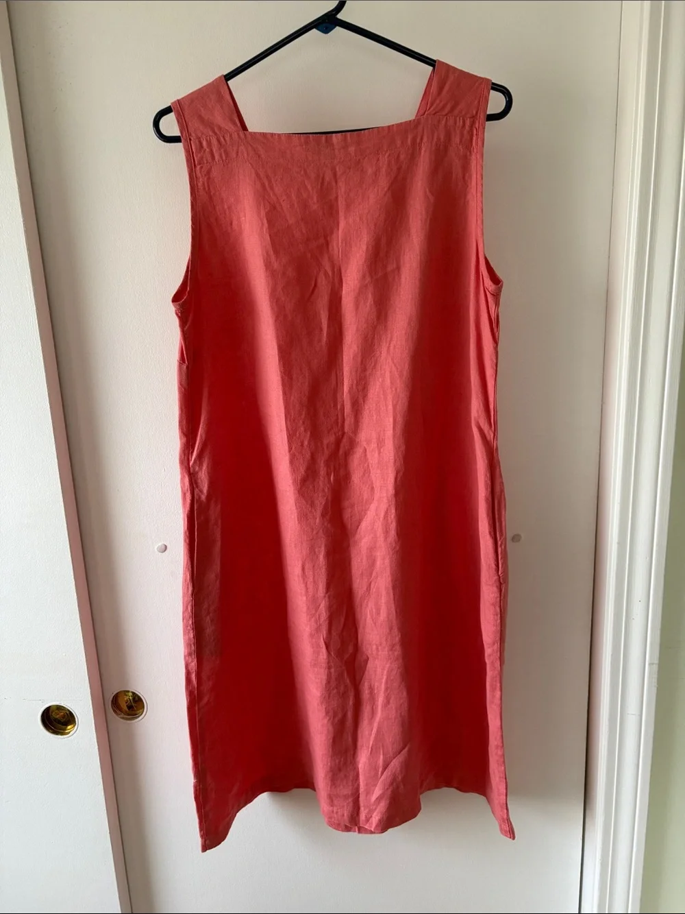 FLAX Linen Light Coral Sleeveless Square Neck Dress S - Picture 6 of 8